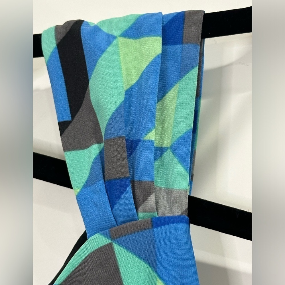 London Style Collection Dress Geometric Sleeveless Y2K Green Aqua Blue Medium - Picture 5 of 7